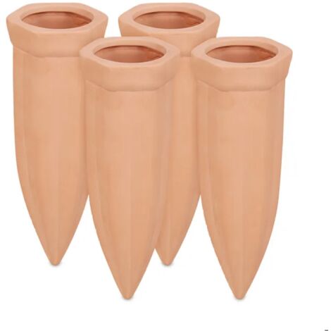 Cône d’arrosage en argile, lot de 4, pour bouteilles en PET de 1,5 litre, HLP 15 x 5,5, x 5 cm, terre cuite (1/5)