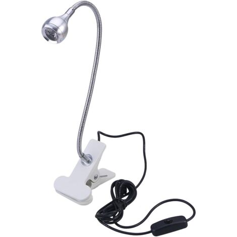 Lampe de lecture EINNENFFER à LED pour étudier/travailler/dormir, avec pince et interrupteur marche/arrêt, lumière blanche (argentée) (1/5)
