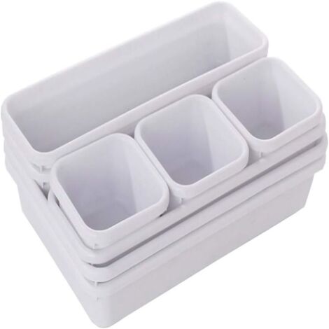 Organisateur de tiroir transparent avec séparateurs et plateaux de rangement, comprenant 3 compartiments de rangement pour couverts, cosmétiques et bijoux, idéal pour la cuisine, la chambre et la sall (1/5)