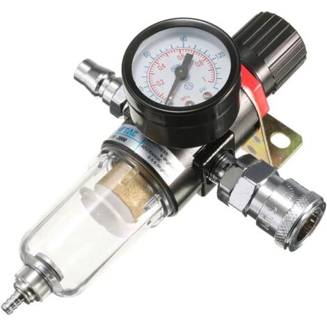 Kit d'outils comprenant un filtre à air 1/4", un séparateur d'eau et un manomètre. (1/5)