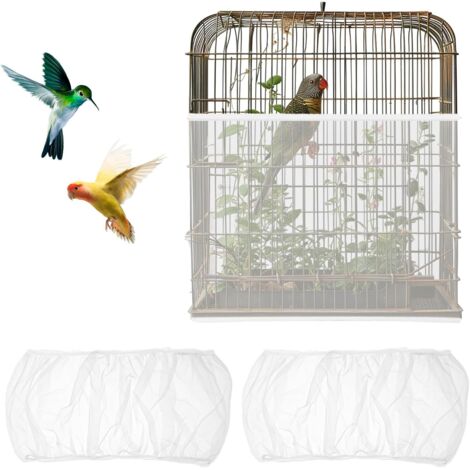 Filet de protection blanc pour cage à oiseaux, réglable et extensible, idéal pour les cages rondes et carrées à perroquets.