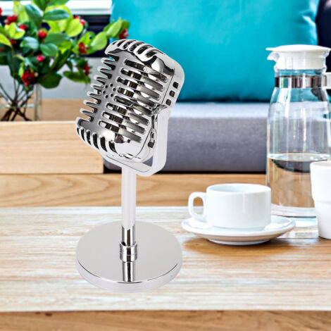 Tomotato Microphone Rétro – Faux Micro 165 Mm – Accessoire Rock & Hip Hop – Support Inclus