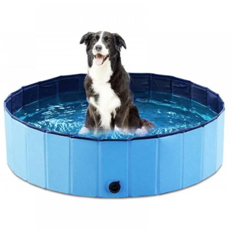 Piscine pliable pour chiens - Piscine portable pour enfants, baignoire en PVC, piscine extérieure pour chiens de toutes tailles, bleue