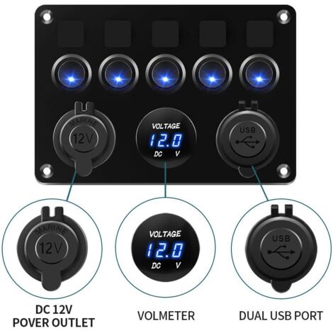 Interrupteur à bascule (ON/OFF) avec voyant lumineux | Prise 12V allume-cigare,Adaptateur allume