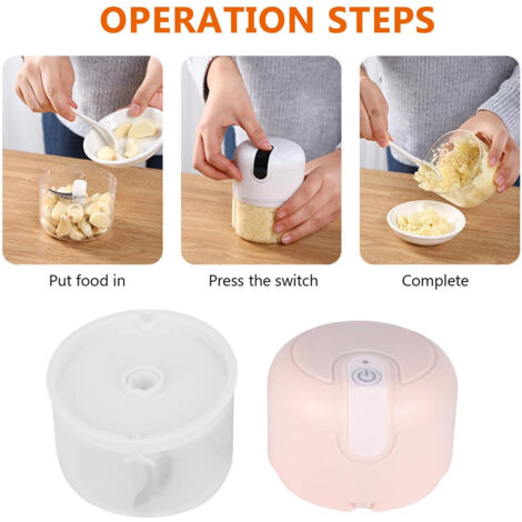Mini Hachoir électrique, Mini Chopper 200ml Presse-ail Robot, Culinaire Avec 3 Lames Tranchantes Broyeur, Hachoir Alimentaire Pour - Electroménager