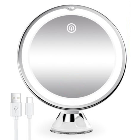 Miroir de Maquillage LED Grossissant x10 avec Ventouse - EINNENFFER - Éclairage Réglable à 360°, Rechargeable USB, Léger et Portable pour un Maquillage Parfait à Domicile ou en Voyage (1/5)