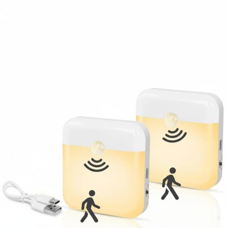 Veilleuse LED avec Détecteur de Mouvement - EINNENFFER - Lot de 2 Rechargeables USB-C, Éclairage Automatique Blanc pour Chambre d'Enfant et Espaces Fréquentés (1/5)