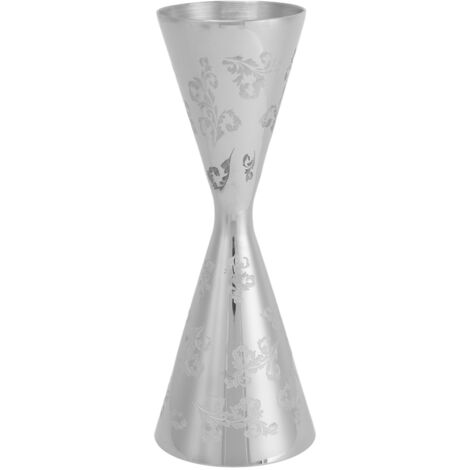 Doseur à cocktails double tête en acier inoxydable à rayures et feuilles, 30 ml ou 60 ml. (1/5)