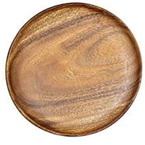 Assiettes plates en bois d'acacia, petites assiettes rondes de 10 cm, faciles à nettoyer et légères pour les plats, les en-cas et les desserts. Assiettes classiques incassables. (1/5)