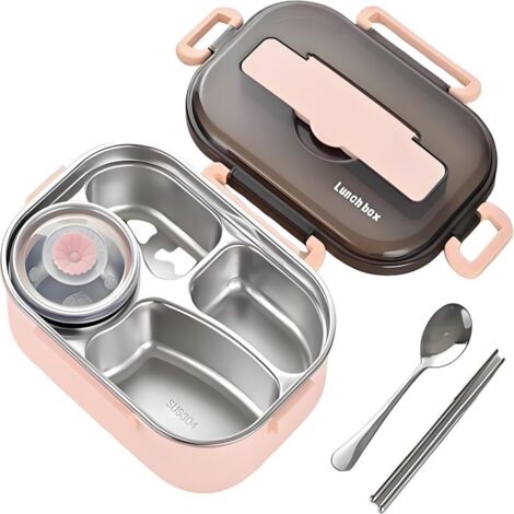 Boîte à Lunch Double Couche en Acier Inoxydable 304 - EINNENFFER - Étanche et Hermétique, Idéale pour Étudiants et Employés (1/5)