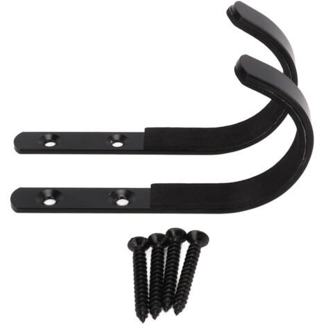 Lot de 2 supports muraux en acier inoxydable avec crochet en J pour matériel de tir à l'arc et de chasse (noir). (1/5)