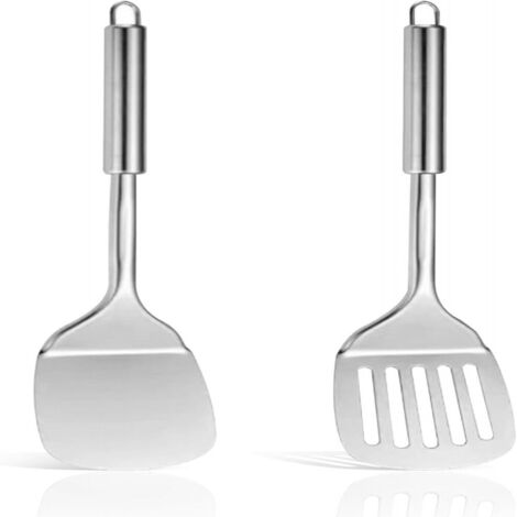 Spatules en acier inoxydable - EINNENFFER - 1 spatule plate et 1 spatule concave avec manche rond, confortables, faciles à nettoyer et pratiques à ranger, idéales pour toutes vos préparations culinair
