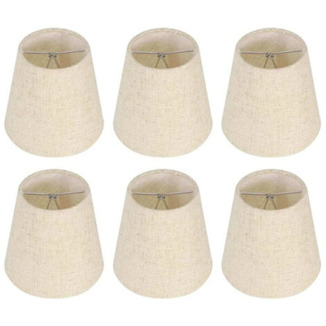 Lot de 6 Abat-jours à Pince en Toile de Jute Naturelle - EINNENFFER - Dimensions 3 x 5 x 4,5 cm pour Lustre, Design Élégant et Installation Facile (1/5)