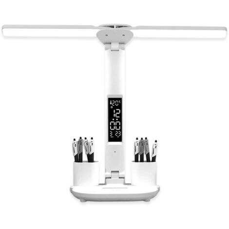 Lampe de Bureau LED, 3 Modes de luminosité, avec Porte Stylo et Affichage numérique, Protection des Yeux, pour enfants étude,