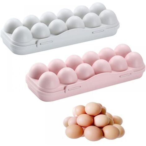 pcs - Stackable Egg Storage Boxes with Snap-On Lids - 1 pc each of 12 compartments (pink + 12 compartments) Gray (1/5)
