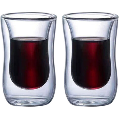 Tasse à café créative en verre transparent double face 4x9x5,5cm avec isolation thermique et conception anti-brûlure pour boissons chaudes et froides (1/5)