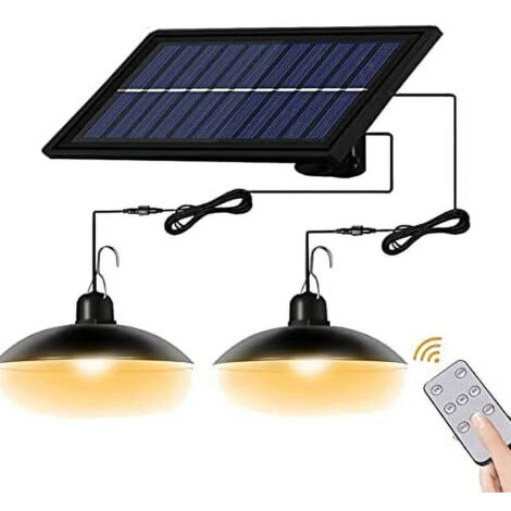 Suspension solaire double tête IP65 – EINNENFFER – Blanc chaud, câble 3 m, télécommande, étanche, pour poulaillers, patios, couloirs, abris de jardin et tonnelles (1/5)