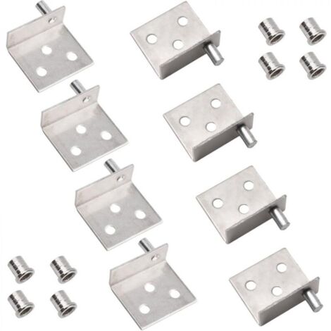 Lot de 4 Charnières Pivotantes à Arbre Dissimulé pour Porte d'Armoire en Bois - EINNENFFER - Ouverture Fluide et Silencieuse, Finition Argent (1/5)