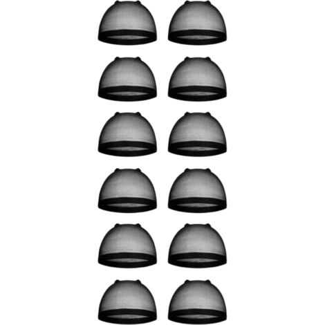 Lot de 12 bonnets de perruque extensibles en nylon pour femmes, avec tulle frontal, bonnets de perruque noirs. (1/5)