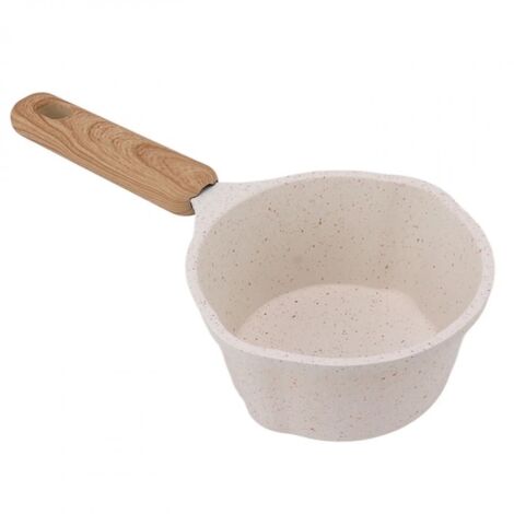 Petite Casserole Antiadhésive 250 ml avec Porte-Ustensiles - EINNENFFER - Revêtement en Pierre de Maifan, Blanche, 10,5 x 5,5 cm, Idéale pour Petites Portions