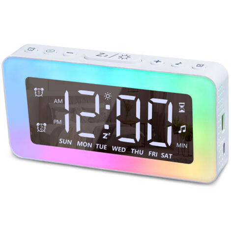 Réveil Numérique RGB avec Double Alarme - EINNENFFER - Port USB, Snooze et Sonnerie Extra Forte - Idéal pour un Réveil Efficace (1/5)