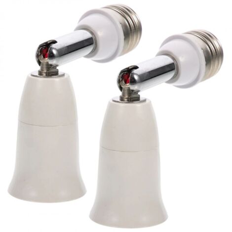 Rallonge pour Prise E27, Lot de 2, Blanc/Argent - EINNENFFER - Adaptateur Ignifugé avec Orientation Ajustable et Installation Facile (1/5)