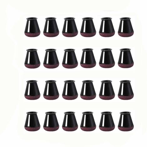 Un ensemble de 24 protège-pieds de chaise noirs, compatibles avec les housses de pieds de chaise et les protège-sols en silicone pour réduire le bruit et éviter les rayures (petite taille noire). (1/5)