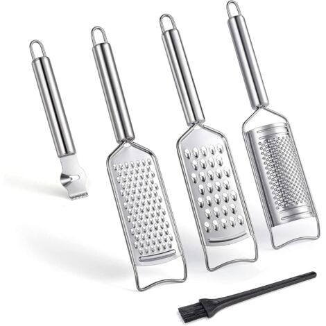 Ensemble de 4 Râpes en Acier Inoxydable - EINNENFFER - Râpe à Fromage, Râpe à Citron et Goupillon pour un Nettoyage Facile