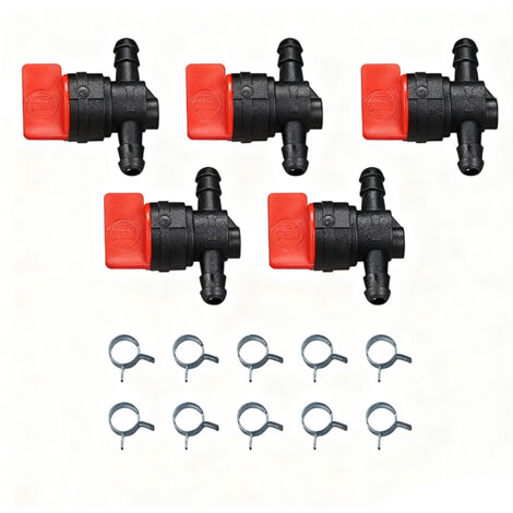 Lot de 5 vannes d'arrêt de réservoir d'essence en plastique de 6,35 mm, interrupteur de coupure, accessoires pour tondeuses à gazon et tracteurs (1/5)