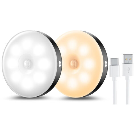Veilleuses magnétiques avec détecteur de mouvement - EINNENFFER - Rechargeables par USB, lumière douce et agréable, installation facile, idéales pour chambre, couloir et cuisine (1/5)