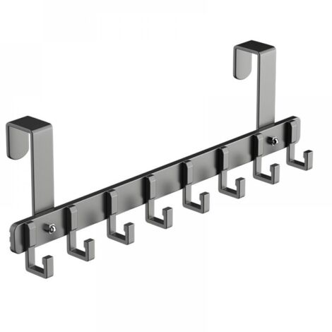 Le crochet de porte est fourni avec 6 crochets robustes en alliage d'aluminium noir, adaptés au rangement dans les chambres, les cuisines et les salles de bains.