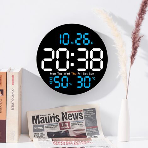 Horloge numérique à LED avec surface miroir, alarme de réveil, chiffres