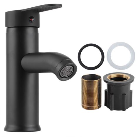 Stainless Steel Bathroom Basin Faucet Sink Washbasin Hot Cold Water Mixer Tap BlackHigh Type (1/5)