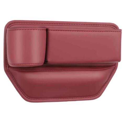 Boîte de rangement pour siège auto, en cuir, avec porte-gobelet, 28 x 18 x 2 cm, rouge (1/5)