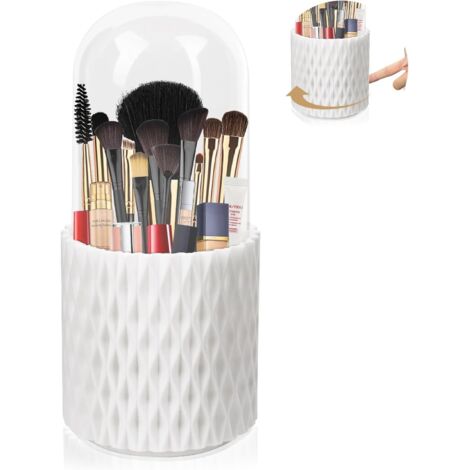 Tube de rangement rotatif pour pinceaux de maquillage - EINNENFFER - Trousse à maquillage en forme de losange avec 5 compartiments, couvercle transparent, durable et facile à nettoyer, idéal pour orga (1/5)