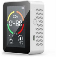 CO2 Detector, Moniteur Dioxyde Carbone CO2, Ecran LED, Moniteur Qualité L'air Température et Humidité pour la Maison, Le Bureau, la Salle de Sport, la Voiture (TVOC Capteur-Noir-Noir)