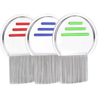 Peigne à poux en acier inoxydable, peigne en métal, élimine les poux en toute sécurité, pour enfants et adultes, pour les poux et les lentes, bleu, rouge, vert, lot de 3