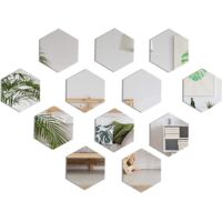 Stickers muraux miroir, 12 pièces, stickers muraux hexagonaux amovibles en acrylique, pour la décoration du fond de la télévision, de la chambre, de l'entrée ou du salon.
