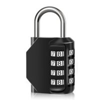 Digit Combination Lock - Weatherproof Security Padlock, Combination Lock for Locker, Suitcase, Garage, Gate, School, Zinc Alloy, Black