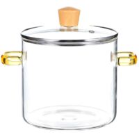 Casserole en verre, marmite en verre pour la cuisson sur la plaque, casserole transparente à mijoter, batterie de cuisine en verre, casserole en verre 2300 ml