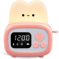 Pink bread maker night light, cute clock light for bedroom, dormitory, student study timer