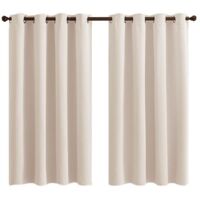 Rideau Occultant Thermiques, 2 Panneaux Rideaux Courts Isolant Anti Froid et Anti Bruit à Oeillets pour Salon, Chambre Enfant ou Adulte, Dressing (140 x 160cm, Beige Écru)