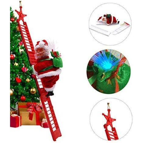 Muñeco De Navidad Animado: Santa Claus Subiendo Escalera Musical – Adorno Eléctrico Para Árbol