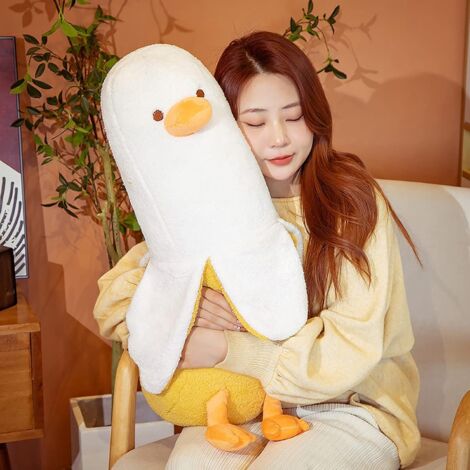 Peluche de ganso blanco grande para niños, muñeco de pato gigante de 50