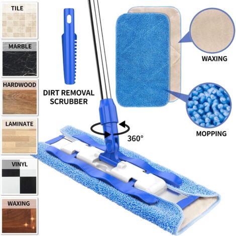 Fregona Spray CALITEK Con 2 Almohadillas Reutilizables – Microfibra, Cabezal Giratorio 360°, 82 Cm