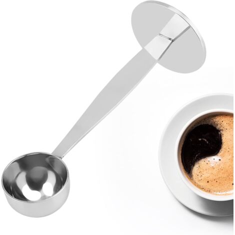 Cuchara medidora de café con manipulador, 2 en 1, multifunción, de acero inoxidable, medición de grano de café, cuchara de polvo, cuchara de medición y apisonamiento Cuchara medidora de café con manipulador, 2 en 1, multifunción, de acero inoxidable, medición de grano de café, cuchara de polvo, cuchara de medición y apisonamiento