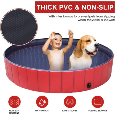 Piscina Plegable Para Perros PVC - Tamaño S 80x80 Cm O M 100x100 Cm, Fondo Antideslizante, Fácil Transporte