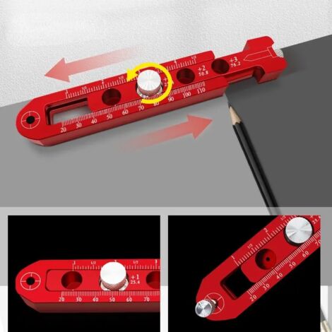 Verstellbares Kreislineal 300 Mm Für Holzbearbeitung – Anreißlehre Aus Aluminiumlegierung, Metrisch / Zoll, Mit Messingknopf, Max. Radius 300 Mm