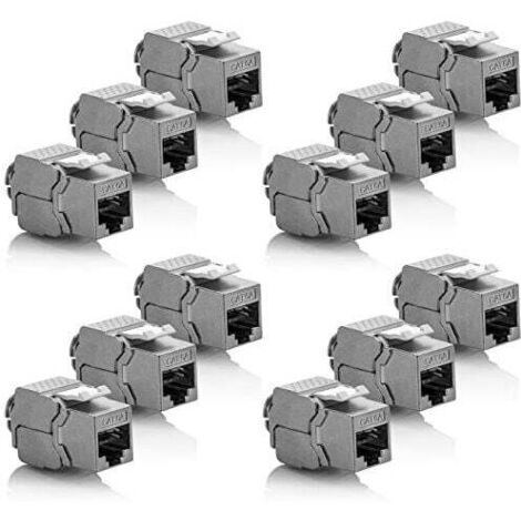 12x Keystone Modul CAT 6a Buchse - Geschirmt STP RJ45 Stecker Snap-In Einbau Montage Rohkabel CAT 500Mhz 10GBit/s (1/5)