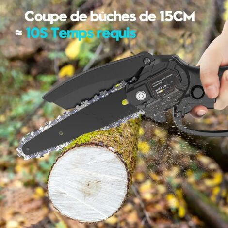 Mini Tronçonneuse Électrique Sans Fil 6 Pouces - 880W Avec 2 Batteries 21V Et Lubrification Auto - Idéale Taille Et Jardin - 6